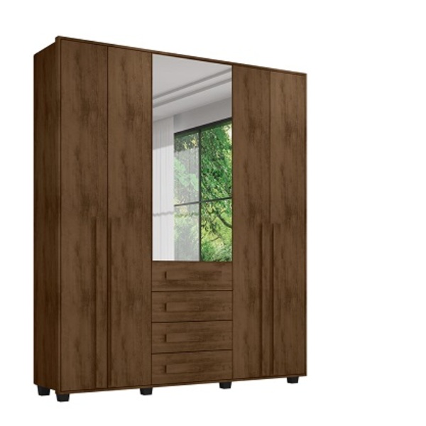 Guarda-roupa Casal Com Espelho 5 Portas 3 Gavetas Las Vegas I