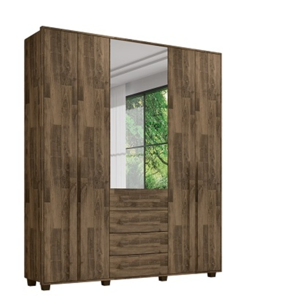 Guarda-roupa Casal Com Espelho 5 Portas 3 Gavetas Las Vegas I
