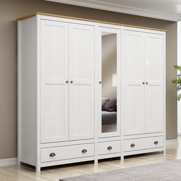 Guarda Roupa Casal Com Espelho 5 Portas 3 Gavetas Topazio Fin