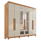 Guarda-roupa Casal Com Espelho 6 Portas 2 Gavetas Com Pés 100