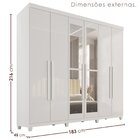 Guarda-roupa Casal Com Espelho 6 Portas 2 Gavetas Com Pés 100