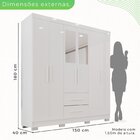 Guarda-roupa Casal Com Espelho 6 Portas 2 Gavetas Estrela Pre