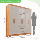 Guarda-roupa Casal Com Espelho 6 Portas 2 Gavetas Estrela Pre