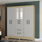 Guarda Roupa Casal Com Espelho 6 Portas 2 Gavetas Multi Poque