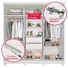Guarda Roupa Casal Com Espelho 6 Portas 2 Gavetas Porto Branco