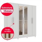 Guarda Roupa Casal Com Espelho 6 Portas 2 Gavetas Porto Branco