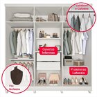 Guarda Roupa Casal Com Espelho 6 Portas 2 Gavetas Porto Branco