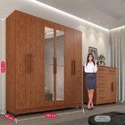 Guarda Roupa Casal Com Espelho 6 Portas 2 Gavetas Porto Cinam