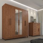 Guarda Roupa Casal Com Espelho 6 Portas 2 Gavetas Porto Cinam