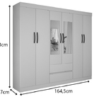 Guarda Roupa Casal Com Espelho 6 Portas 2 Gavetas Porto Salle