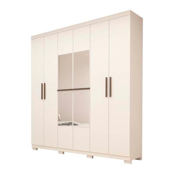 Guarda Roupa Casal Com Espelho 6 Portas 3 Gavetas 100% Mdf Ol