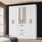 Guarda Roupa Casal Com Espelho 6 Portas 3 Gavetas Branco Ícar