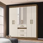 Guarda Roupa Casal Com Espelho 6 Portas 3 Gavetas Castanho Wo