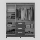 Guarda Roupa Casal Com Espelho 6 Portas 3 Gavetas Itatiba Mov