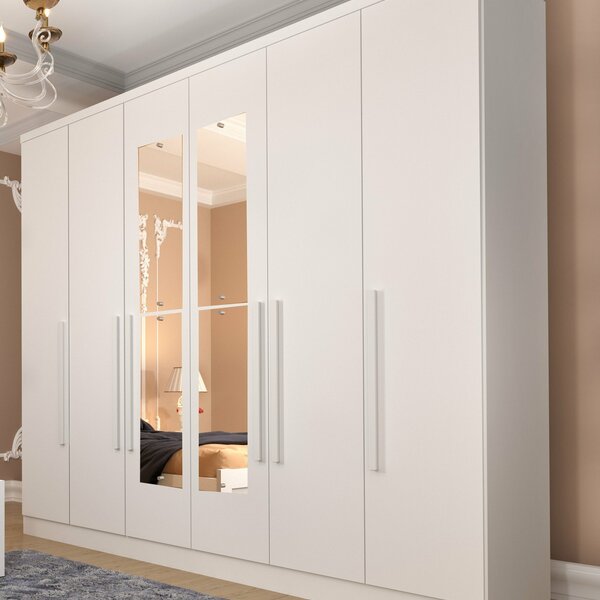 Guarda Roupa Casal Com Espelho 6 Portas 4 Gavetas 239cm Venet