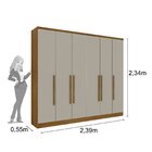 Guarda Roupa Casal Com Espelho 6 Portas 4 Gavetas 239cm Veneza