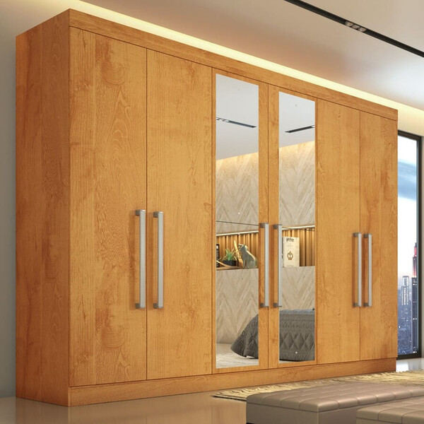 Guarda Roupa Casal Com Espelho 6 Portas 4 Gavetas - Alba-pero