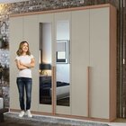 Guarda-roupa Casal Com Espelho 6 Portas 4 Gavetas Alonzo Carv