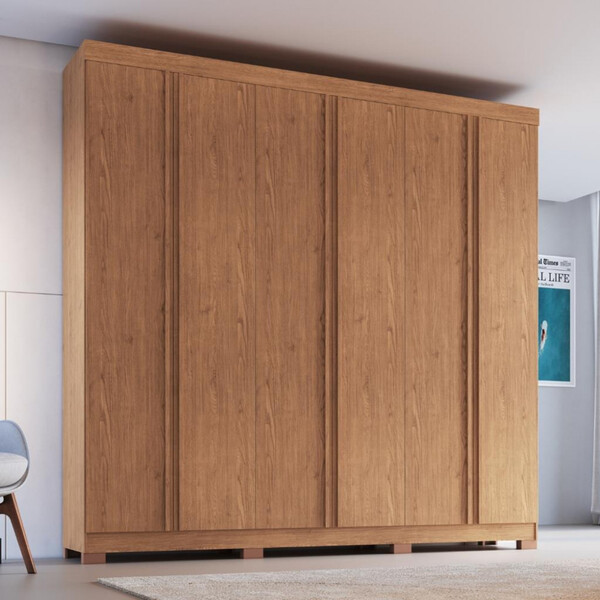 Guarda Roupa Casal Com Espelho 6 Portas 4 Gavetas Eros Móveis