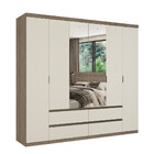 Guarda Roupa Casal Com Espelho 6 Portas 4 Gavetas Nobre Glass