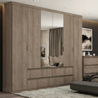 Guarda Roupa Casal Com Espelho 6 Portas 4 Gavetas Nobre Glass