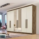 Guarda Roupa Casal Com Espelho 6 Portas 4 Gavetas Oslo  Braún