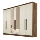 Guarda Roupa Casal Com Espelho 6 Portas 4 Gavetas Oslo  Braún