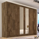 Guarda Roupa Casal Com Espelho 6 Portas 4 Gavetas - Oslo-braú