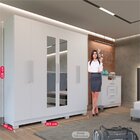 Guarda Roupa Casal Com Espelho 6 Portas 4 Gavetas Sevilha Pri