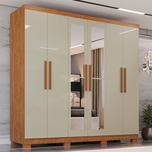 Guarda Roupa Casal Com Espelho 6 Portas 4 Gavetas Sevilha Pri