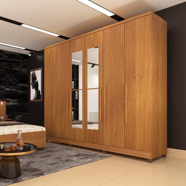 Guarda Roupa Casal Com Espelho 6 Portas 4 Gavetas Veneza Tcil