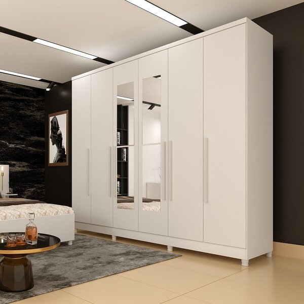 Guarda Roupa Casal Com Espelho 6 Portas 4 Gavetas Veneza Tcil