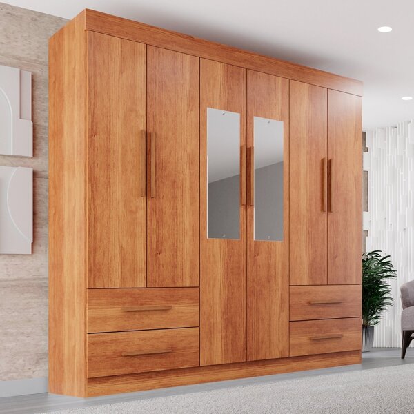 Guarda-roupa Casal Com Espelho 6 Portas 4 Gavetas Verona Prem