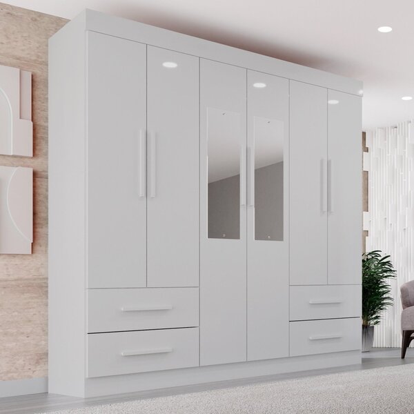 Guarda-roupa Casal Com Espelho 6 Portas 4 Gavetas Verona Prem