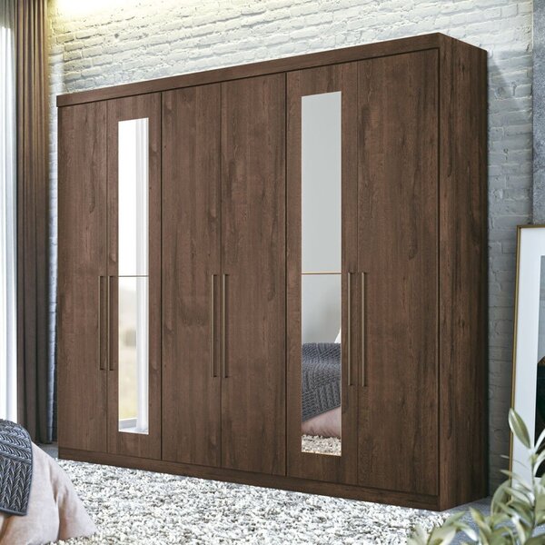 Guarda Roupa Casal Com Espelho 6 Portas 4 Gavetas Versalhes S