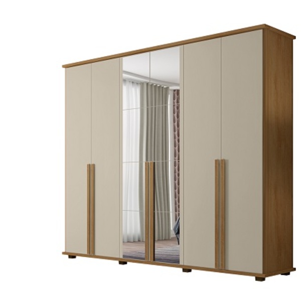 Guarda-roupa Casal Com Espelho 6 Portas 5 Gavetas Estrela Cin