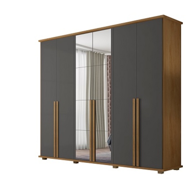 Guarda-roupa Casal Com Espelho 6 Portas 5 Gavetas Estrela Cin