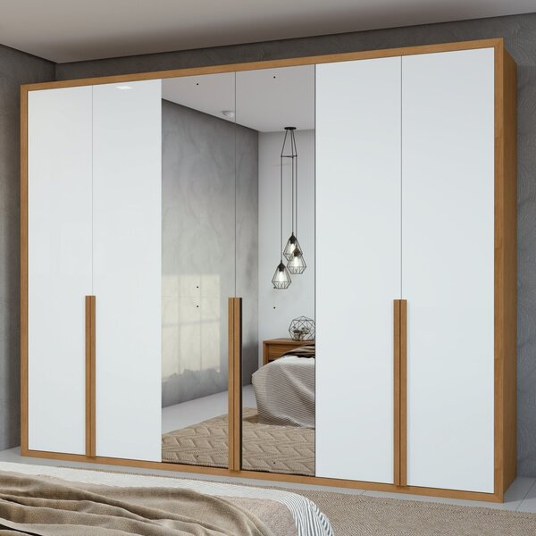 Guarda Roupa Casal Com Espelho 6 Portas 5 Gavetas Únique Móve