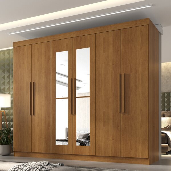 Guarda Roupa Casal Com Espelho 6 Portas 6 Gavetas 100% Mdf Fê