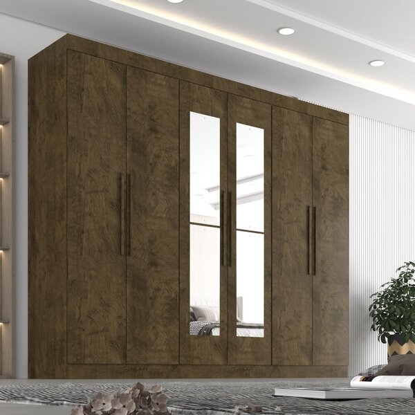 Guarda Roupa Casal Com Espelho 6 Portas 6 Gavetas 100% Mdf Fê
