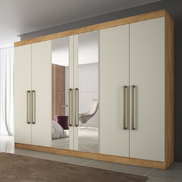 Guarda Roupa Casal Com Espelho 6 Portas 6 Gavetas Bergone  Am