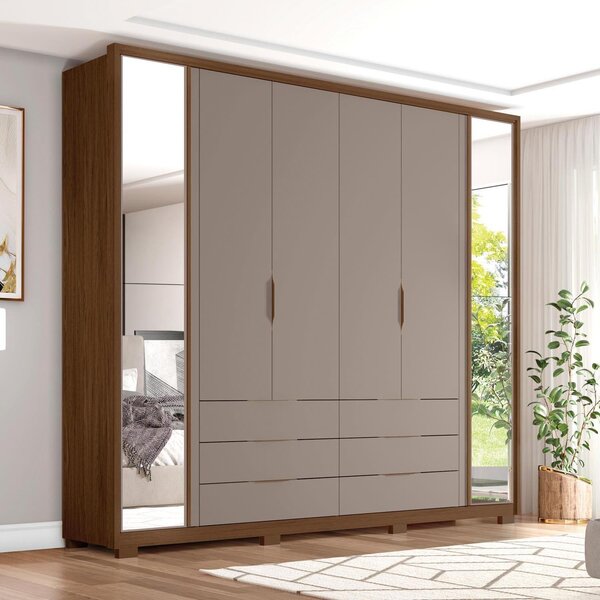 Guarda Roupa Casal Com Espelho 6 Portas 6 Gavetas Externas E