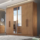 Guarda Roupa Casal Com Espelho 6 Portas 6 Gavetas - Linea-cum