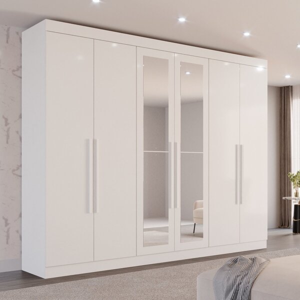 Guarda-roupa Casal Com Espelho 6 Portas 6 Gavetas Órion Premi