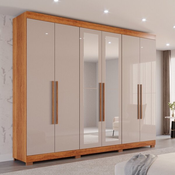 Guarda-roupa Casal Com Espelho 6 Portas 6 Gavetas Órion Premi