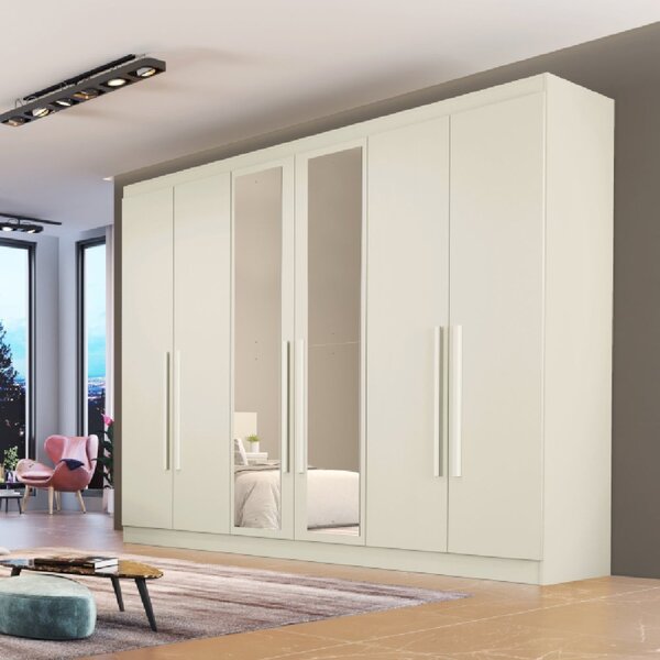 Guarda Roupa Casal Com Espelho 6 Portas 6 Gavetas Oslo  Off W