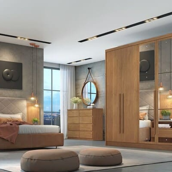 Guarda Roupa Casal Com Espelho 6 Portas 6 Gavetas - Robust -c