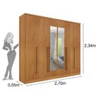 Guarda Roupa Casal Com Espelho 6 Portas 8 Gavetas 181cm Sevil