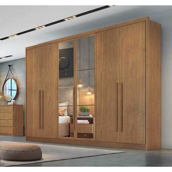 Guarda Roupa Casal Com Espelho 6 Portas 8 Gavetas Reno Novo H