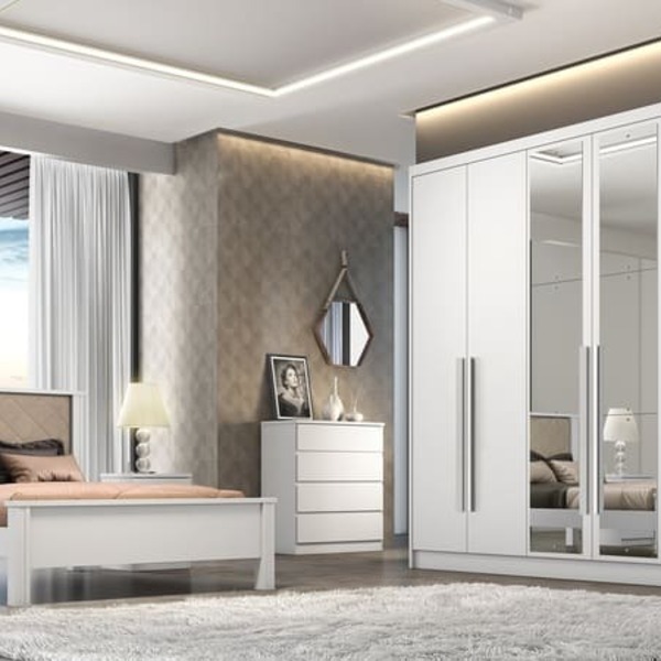 Guarda Roupa Casal Com Espelho 6 Portas 8 Gavetas - Robust -b